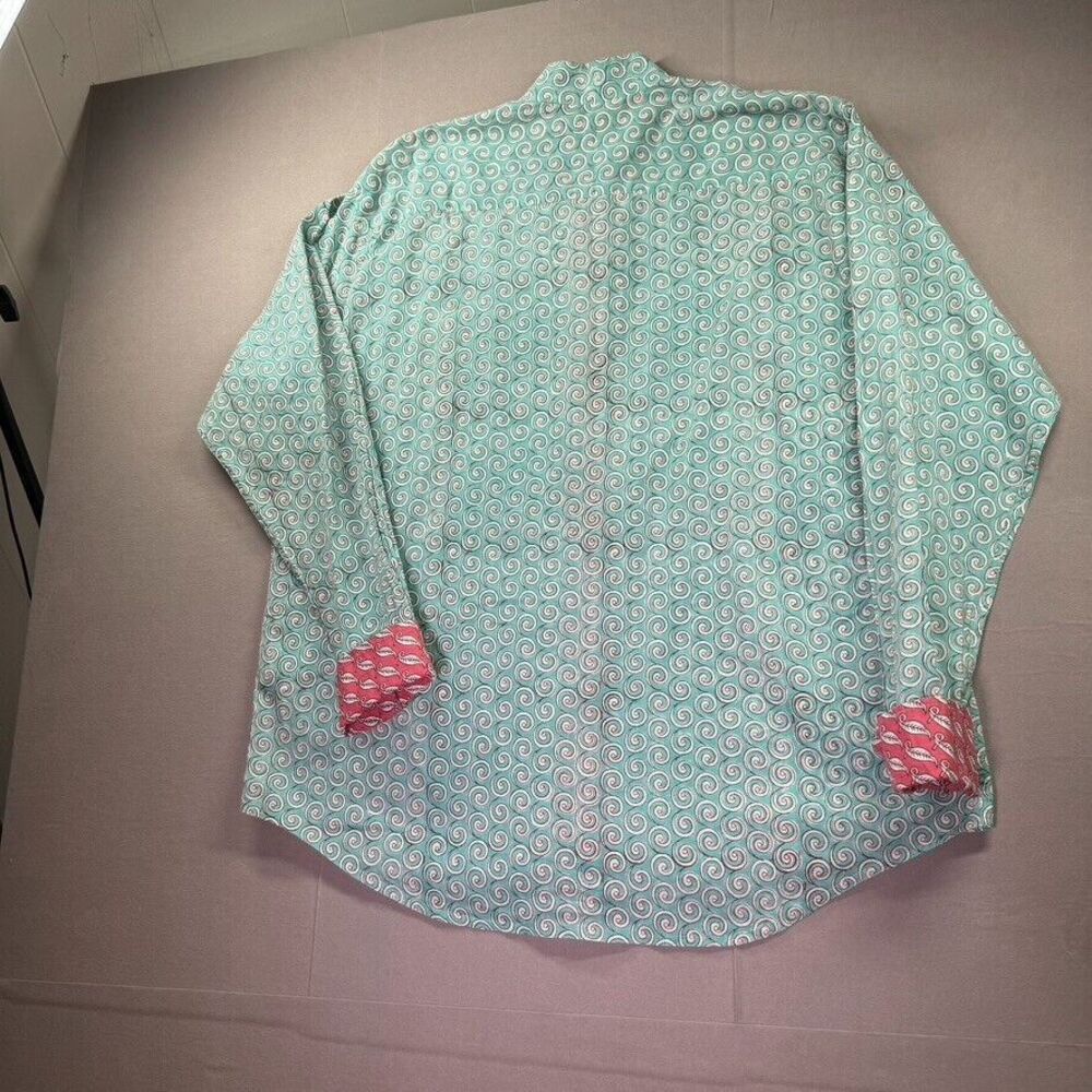 Carolina Martinez De Las Rivas Shirt Womens 3X Geometric Flip Cuff Blue Swirls‎ - Picture 10 of 11
